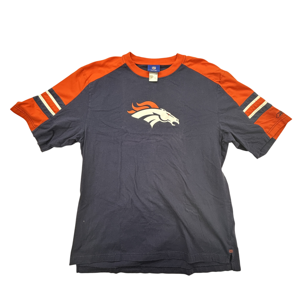 Denver Broncos Shirt Mens XL Reebok NFL Football Logo Team Apparel Blue Tee